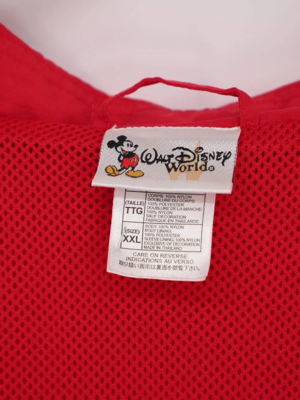 Vintage Walt Disney Mickey Red Hooded Zip Jacket Mesh Lined Size XXL